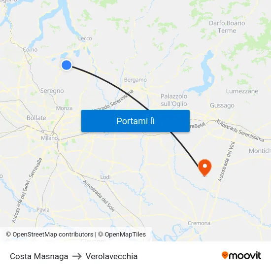 Costa Masnaga to Verolavecchia map