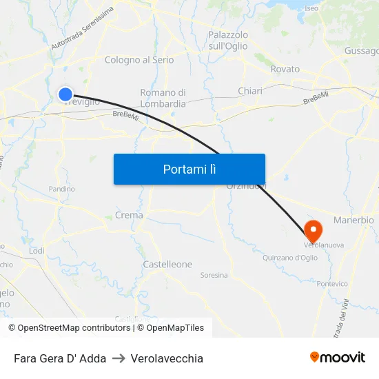 Fara Gera D' Adda to Verolavecchia map