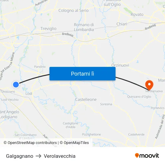 Galgagnano to Verolavecchia map