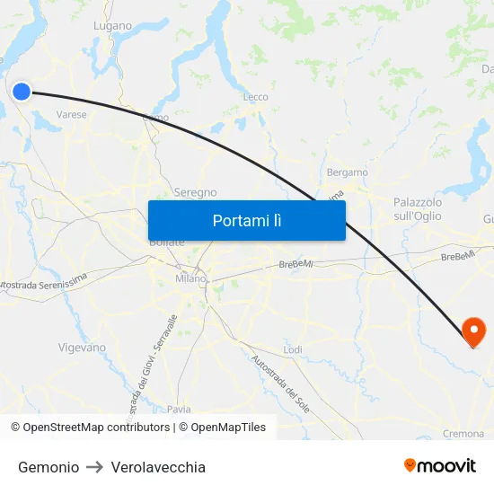 Gemonio to Verolavecchia map
