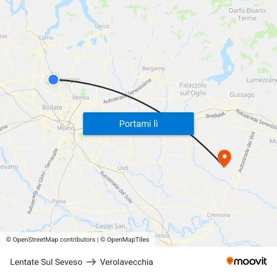 Lentate Sul Seveso to Verolavecchia map