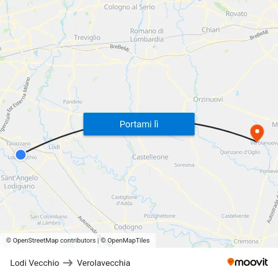 Lodi Vecchio to Verolavecchia map