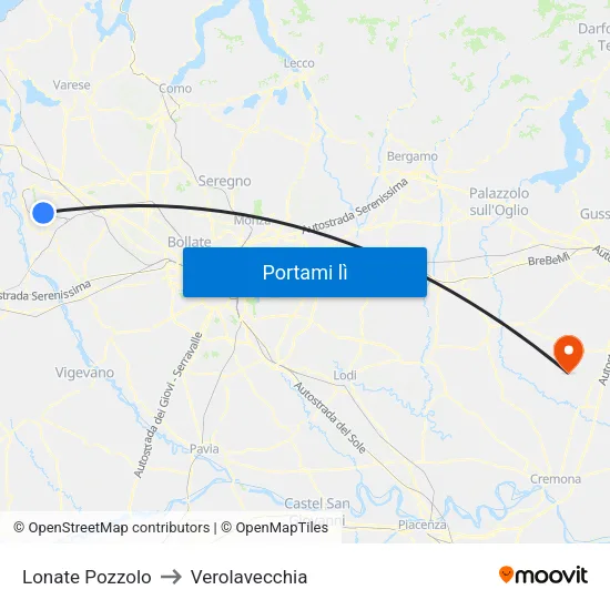 Lonate Pozzolo to Verolavecchia map