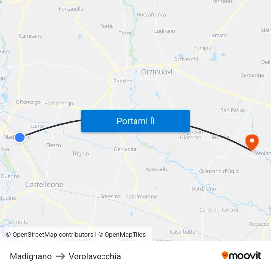 Madignano to Verolavecchia map