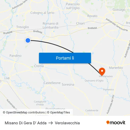 Misano Di Gera D' Adda to Verolavecchia map