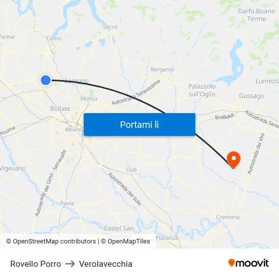 Rovello Porro to Verolavecchia map