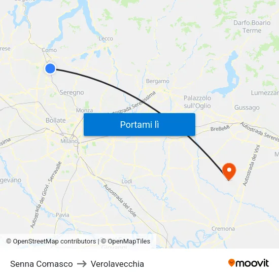Senna Comasco to Verolavecchia map