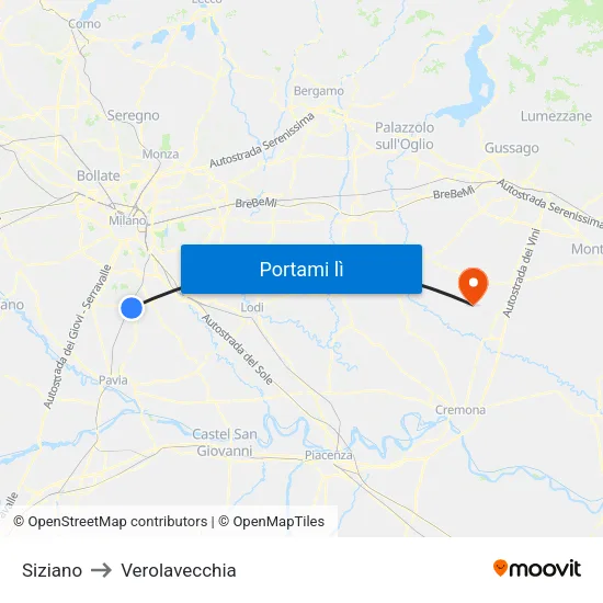 Siziano to Verolavecchia map