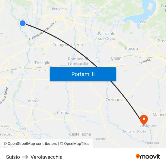 Suisio to Verolavecchia map