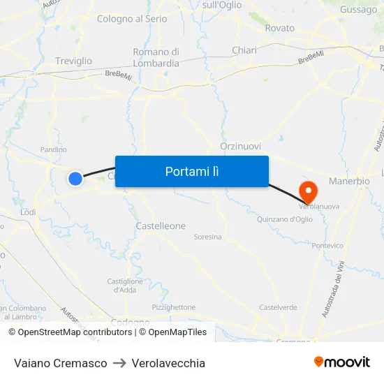 Vaiano Cremasco to Verolavecchia map