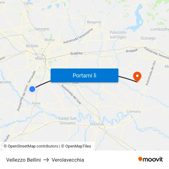 Vellezzo Bellini to Verolavecchia map