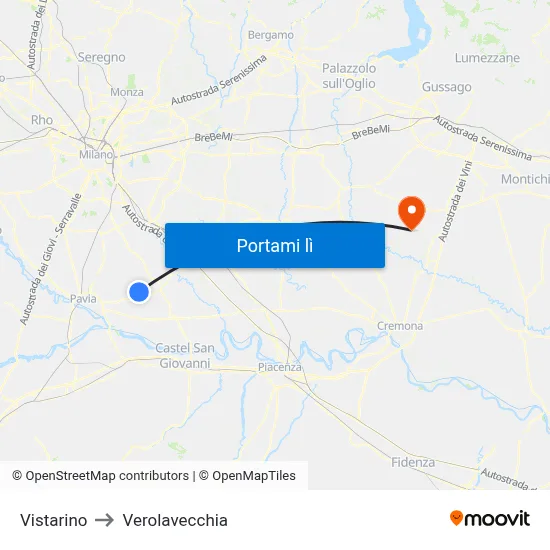 Vistarino to Verolavecchia map