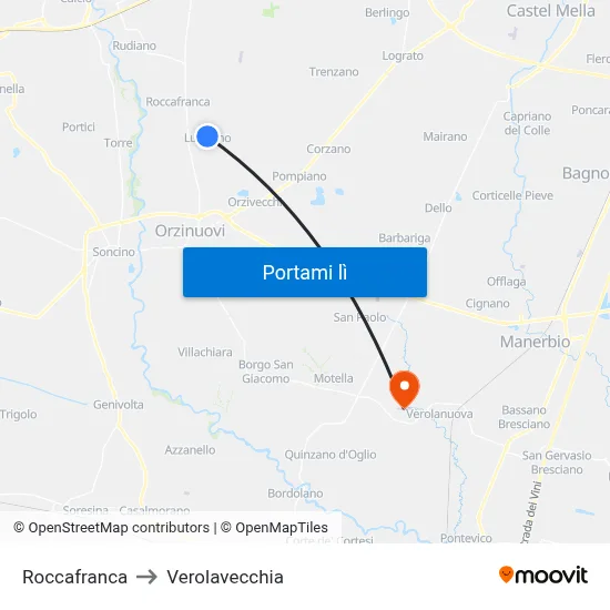 Roccafranca to Verolavecchia map