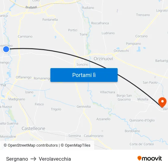 Sergnano to Verolavecchia map