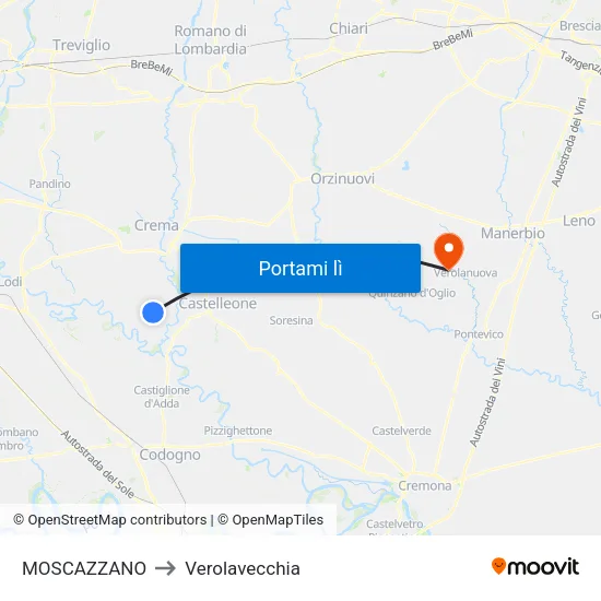 MOSCAZZANO to Verolavecchia map