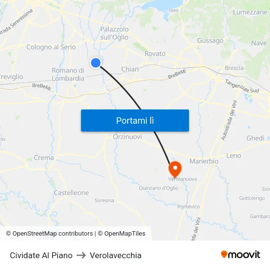 Cividate Al Piano to Verolavecchia map