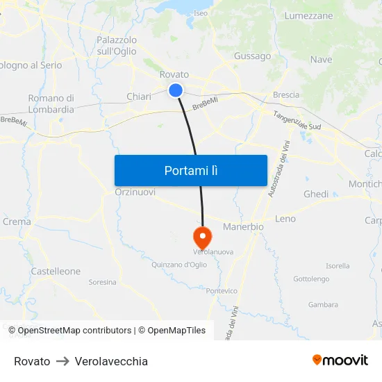 Rovato to Verolavecchia map