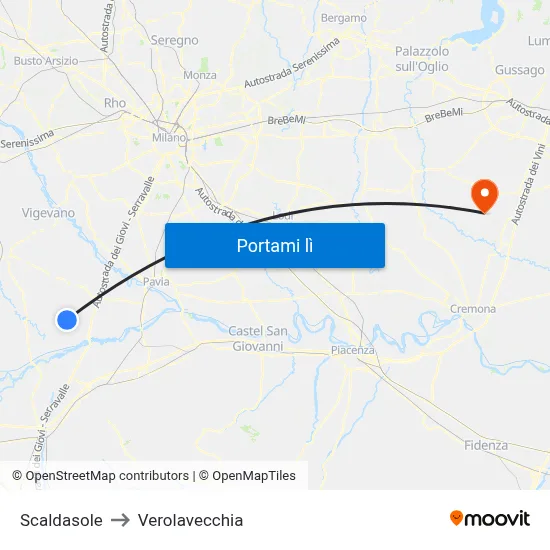 Scaldasole to Verolavecchia map