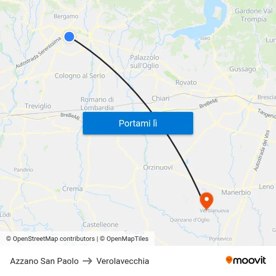 Azzano San Paolo to Verolavecchia map