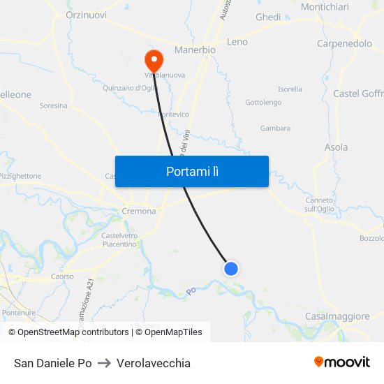 San Daniele Po to Verolavecchia map