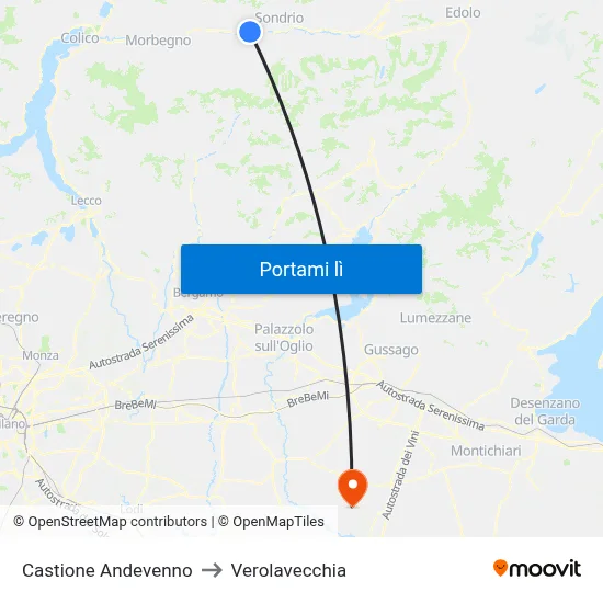 Castione Andevenno to Verolavecchia map