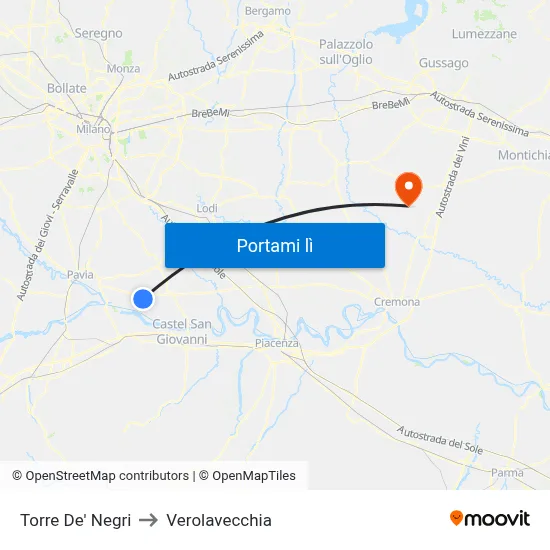 Torre De' Negri to Verolavecchia map