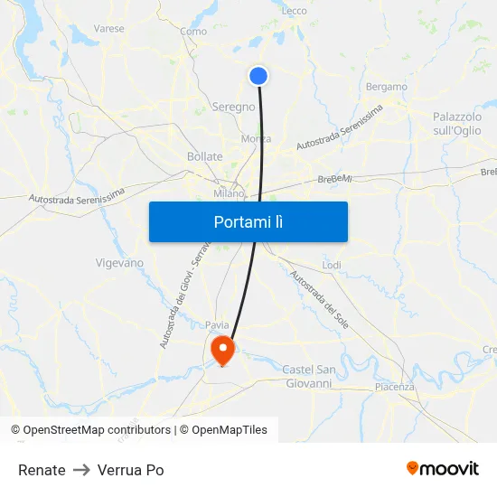 Renate to Verrua Po map