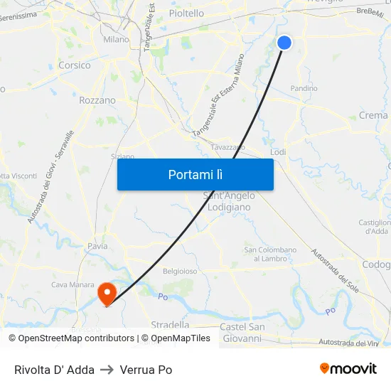 Rivolta D' Adda to Verrua Po map