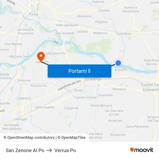 San Zenone Al Po to Verrua Po map