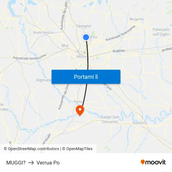 MUGGI? to Verrua Po map
