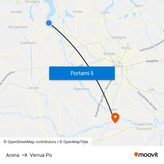 Arona to Verrua Po map