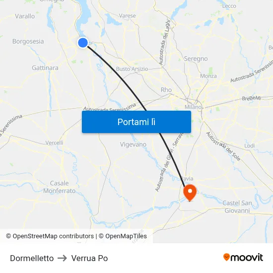 Dormelletto to Verrua Po map