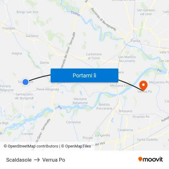 Scaldasole to Verrua Po map