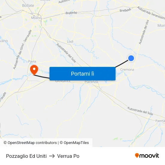 Pozzaglio Ed Uniti to Verrua Po map