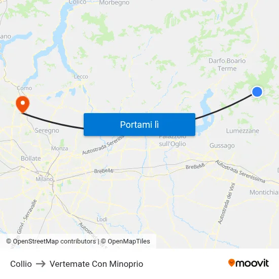 Collio to Vertemate Con Minoprio map