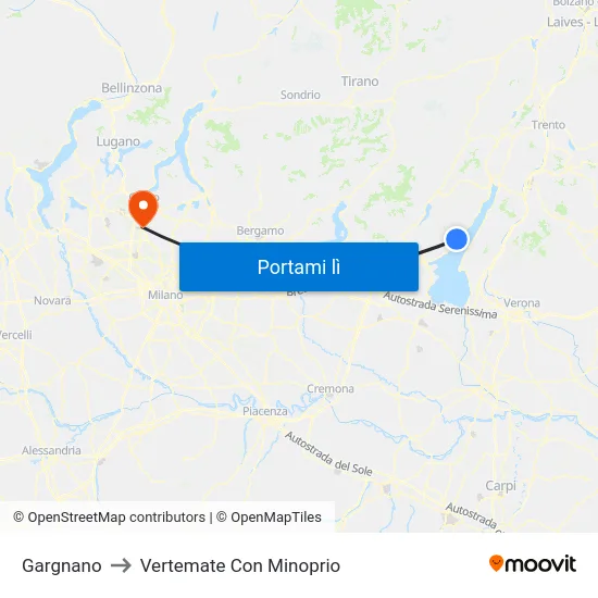 Gargnano to Vertemate Con Minoprio map