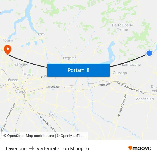 Lavenone to Vertemate Con Minoprio map