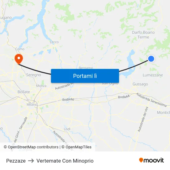 Pezzaze to Vertemate Con Minoprio map