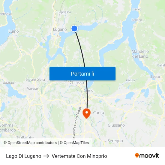 Lago Di Lugano to Vertemate Con Minoprio map