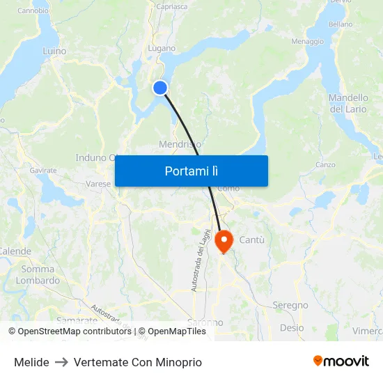 Melide to Vertemate Con Minoprio map