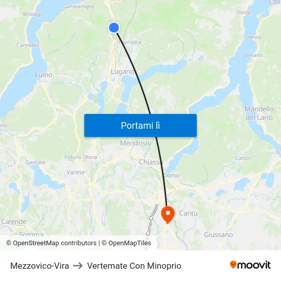 Mezzovico-Vira to Vertemate Con Minoprio map