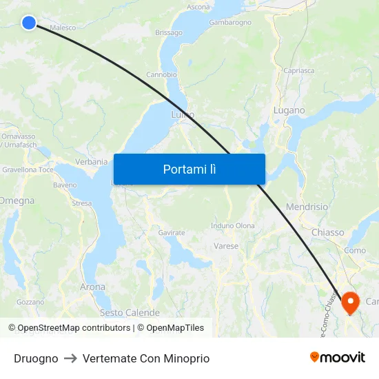 Druogno to Vertemate Con Minoprio map