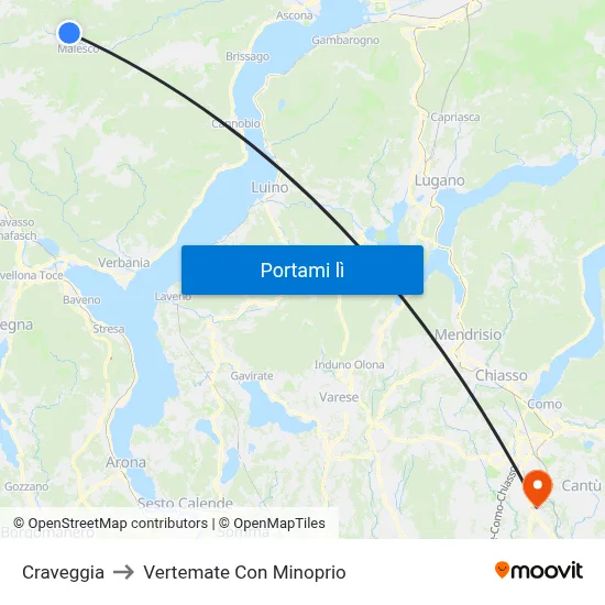 Craveggia to Vertemate Con Minoprio map