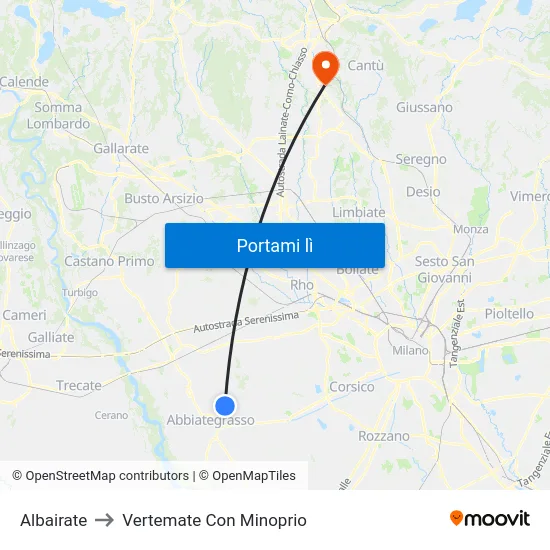 Albairate to Vertemate Con Minoprio map