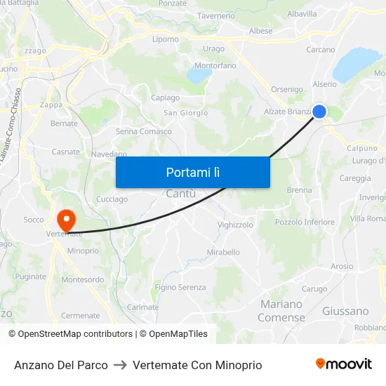 Anzano Del Parco to Vertemate Con Minoprio map