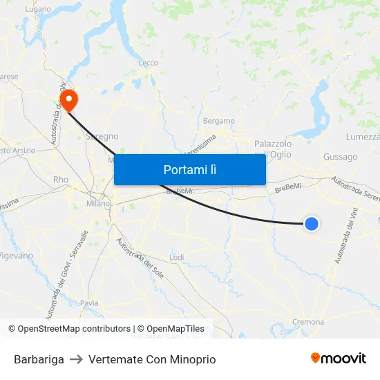 Barbariga to Vertemate Con Minoprio map