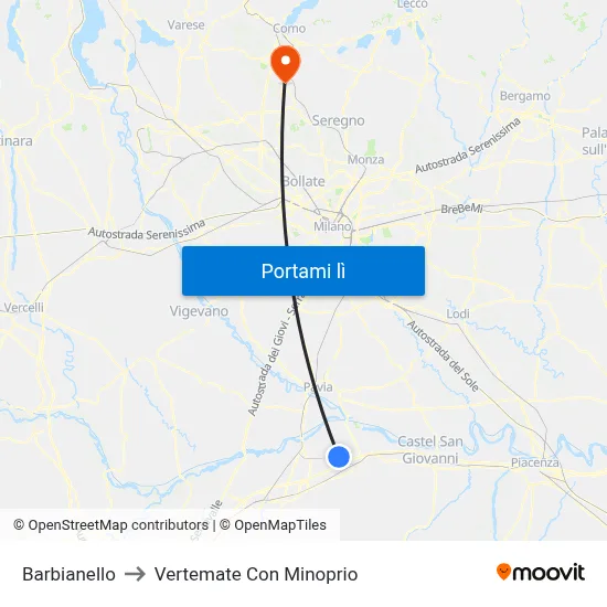 Barbianello to Vertemate Con Minoprio map