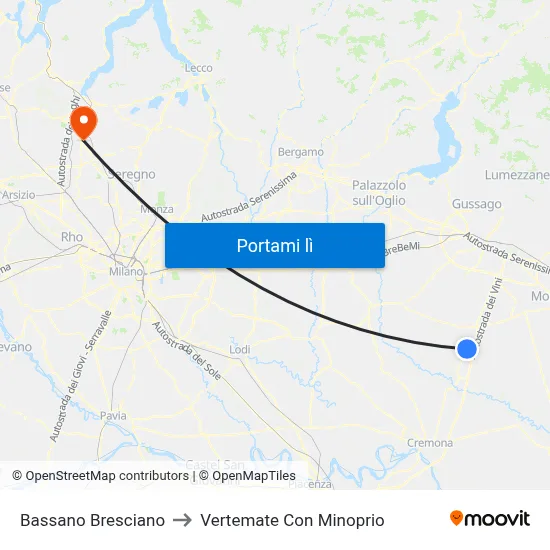 Bassano Bresciano to Vertemate Con Minoprio map