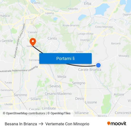 Besana In Brianza to Vertemate Con Minoprio map