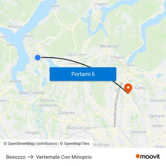 Besozzo to Vertemate Con Minoprio map